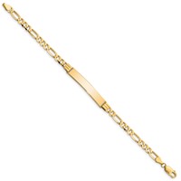 10K Yellow Gold Polished Solid Chain Solid Plate Figaro Link 33x7mm Plate ID Bracelet - 7in view 2