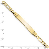 10K Yellow Gold Polished Solid Chain Solid Plate Figaro Link 33x7mm Plate ID Bracelet - 7in view 3