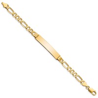 10K Yellow Gold Polished Solid Chain Solid Plate Figaro Link 39x8mm Plate ID Bracelet - 7in view 2