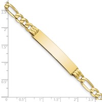 10K Yellow Gold Polished Solid Chain Solid Plate Figaro Link 39x8mm Plate ID Bracelet - 7in view 3