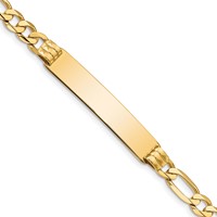 10K Yellow Gold Polished Solid Chain Solid Plate Figaro Link 39x8mm Plate ID Bracelet - 7in view 1