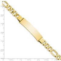 10K Yellow Gold Polished Solid Chain Solid Plate Figaro Link 37x 9mm Plate ID Bracelet, 8" view 3