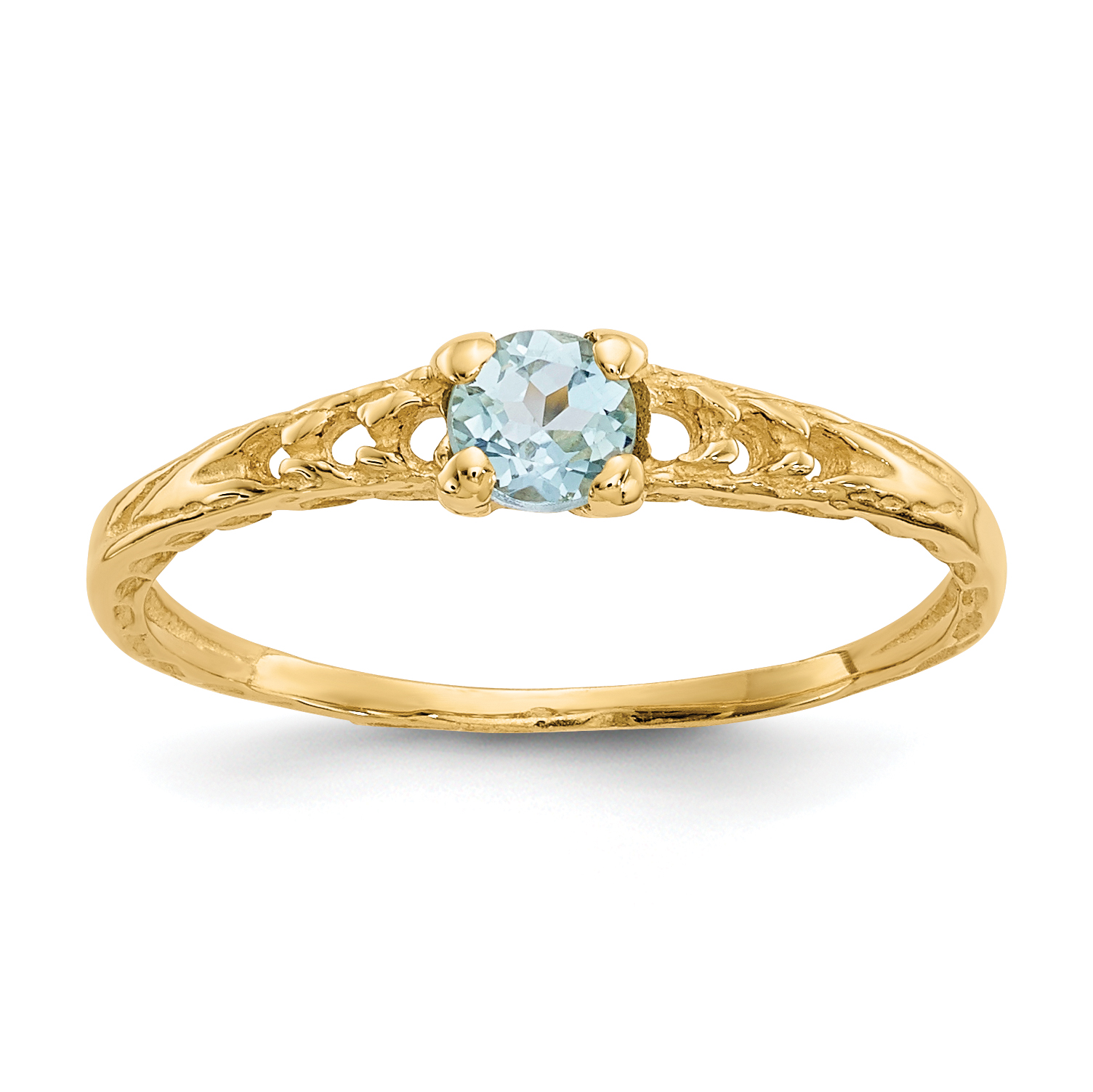 10k Madi K 3mm Aquamarine Birthstone Baby Ring (10GK126)