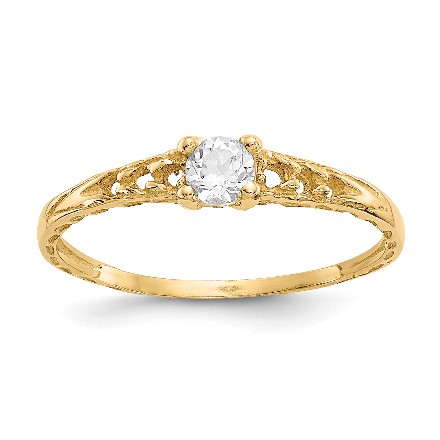 10k Madi K 3mm White Topaz Birthstone Baby Ring (10GK127)