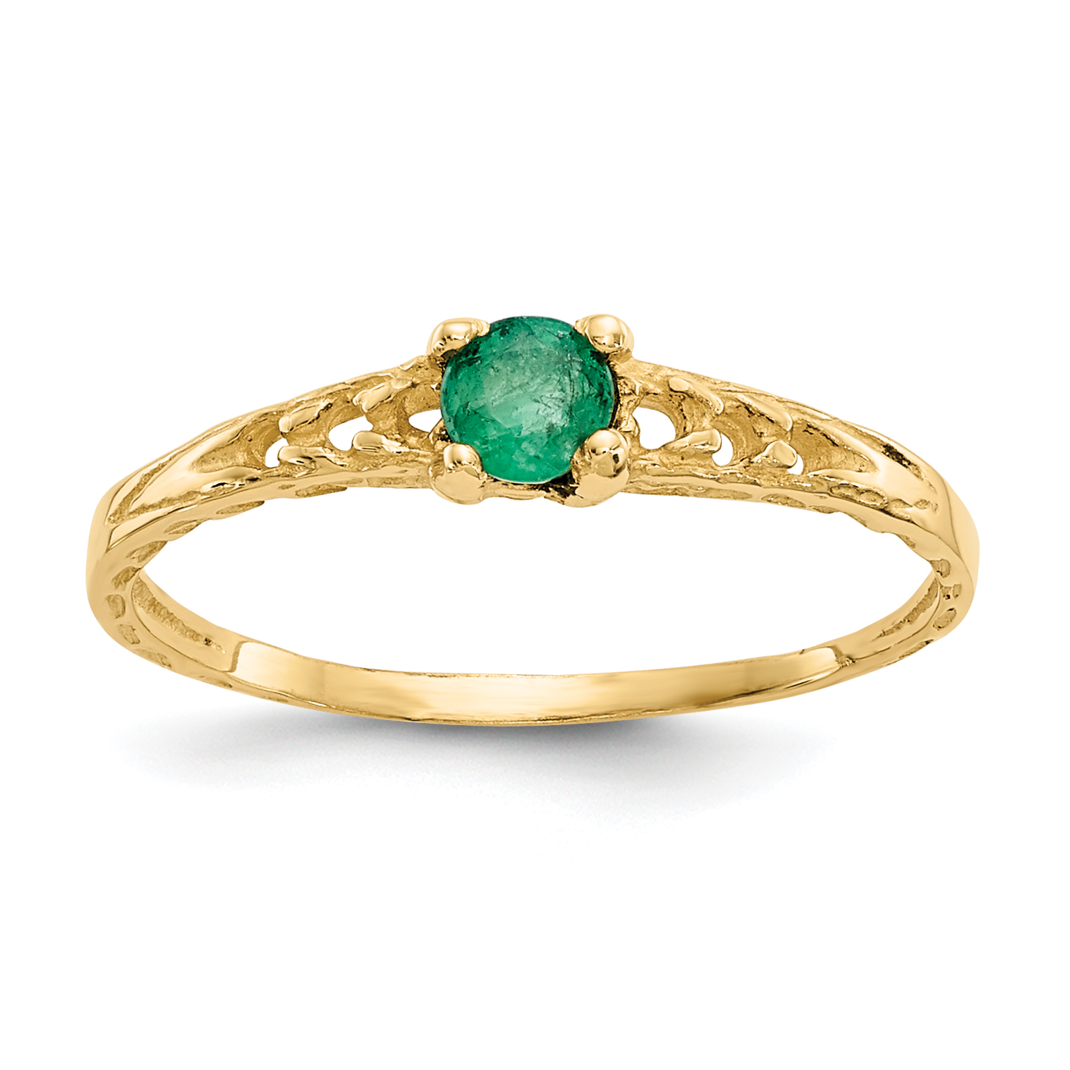 10k Madi K 3mm Emerald Birthstone Baby Ring (10GK128)