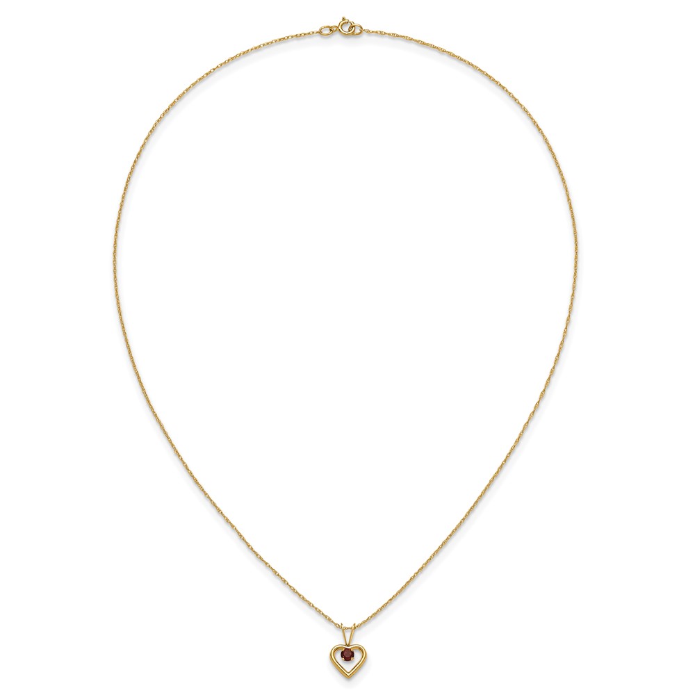 10k Madi K 3mm Garnet Heart Birthstone Necklace (10GK400-15)