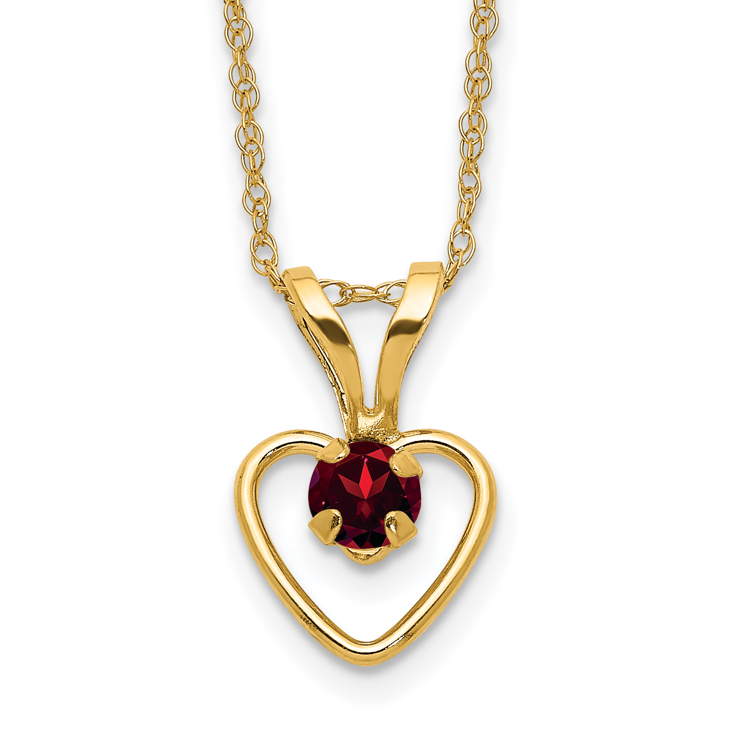 10k Madi K 3mm Garnet Heart Birthstone Necklace (10GK400-15)