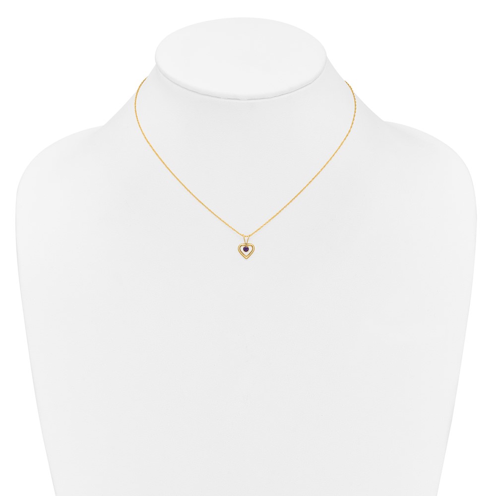 10k Madi K 3mm Amethyst Heart Birthstone Necklace (10GK401-15)