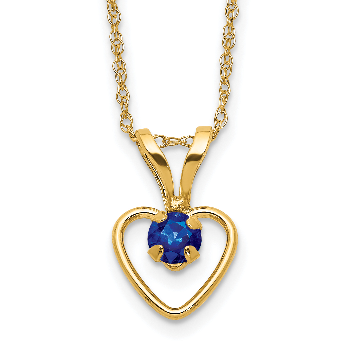 10k Madi K 3mm Sapphire Heart Birthstone Necklace (10GK411-15)
