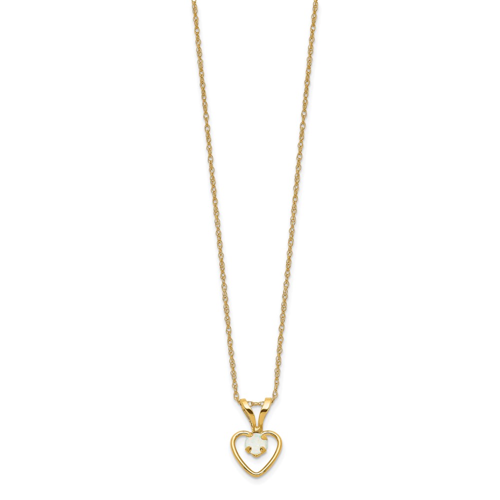 10k Madi K 3mm Opal Heart Necklace (10GK412-15)