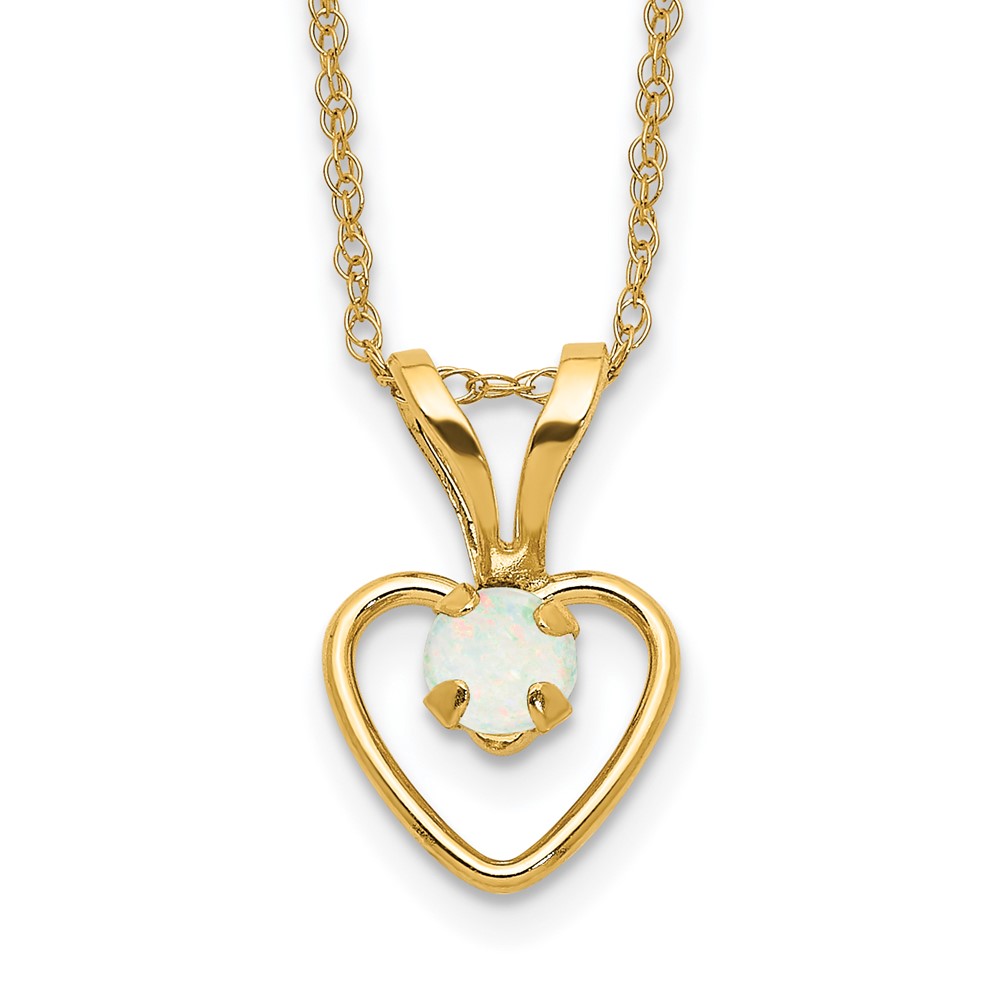 10k Madi K 3mm Opal Heart Necklace (10GK412-15)