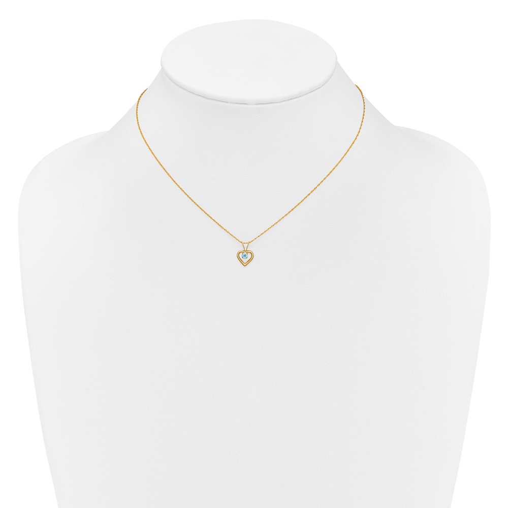 10k Madi K 3mm Blue Zircon Heart Birthstone Necklace (10GK414-15)