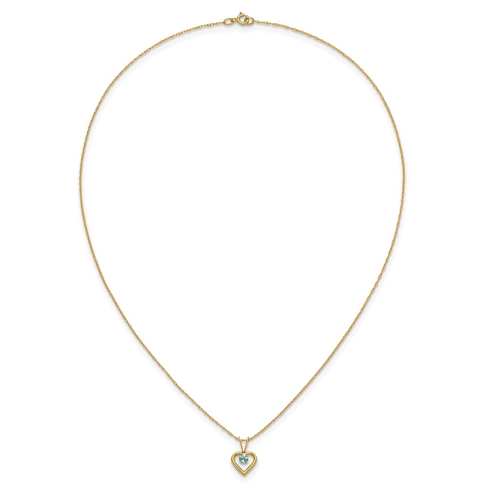 10k Madi K 3mm Blue Zircon Heart Birthstone Necklace (10GK414-15)