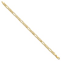 10K 5.25mm Yellow Gold Fancy Polished Figaro Link Bracelet, 8" view 2