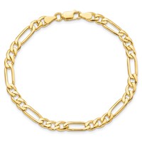 10K 5.25mm Yellow Gold Fancy Polished Figaro Link Bracelet, 8" view 3