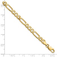 10K 5.25mm Yellow Gold Fancy Polished Figaro Link Bracelet, 8" view 4