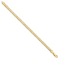 10K 5.8mm Yellow Gold Hand-polished Fancy Curb Link Bracelet, 8" view 2