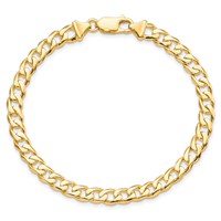 10K 5.8mm Yellow Gold Hand-polished Fancy Curb Link Bracelet, 8" view 3