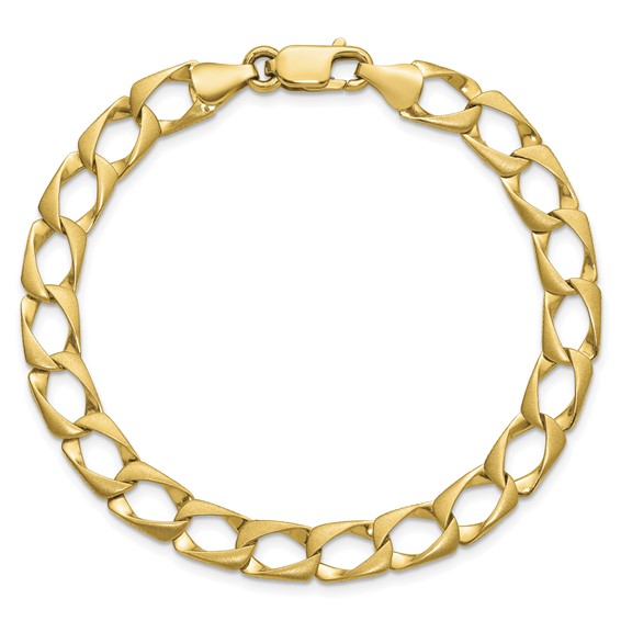 10k 7.4mm Satin & Diamond-cut Fancy Link Bracelet