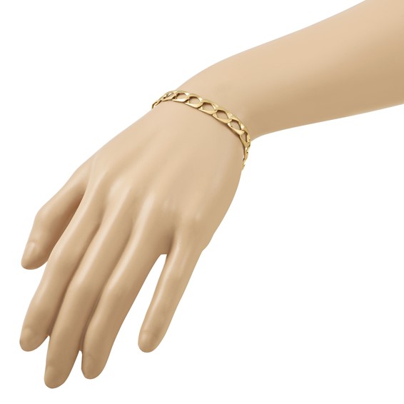 10k 7.4mm Satin & Diamond-cut Fancy Link Bracelet