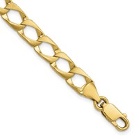 10K 7.4mm Yellow Gold Satin and Diamond-cut Fancy Link Bracelet, 8" view 1