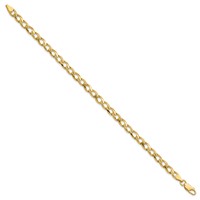 10K 5.25mm Yellow Gold Fancy Polished and Textured Curb Link Bracelet, 8" view 2