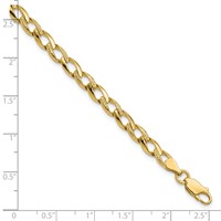 10K 5.25mm Yellow Gold Fancy Polished and Textured Curb Link Bracelet, 8" view 4