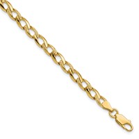 10K 5.25mm Yellow Gold Fancy Polished and Textured Curb Link Bracelet, 8" view 1