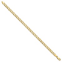 10K 5mm Yellow Gold Fancy Polished Curb Link Bracelet - 8in view 2