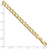 10K 5mm Yellow Gold Fancy Polished Curb Link Bracelet - 8in view 4