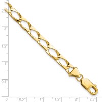10K 5.75mm Fancy Polished Link 8 Inch Bracelet view 4