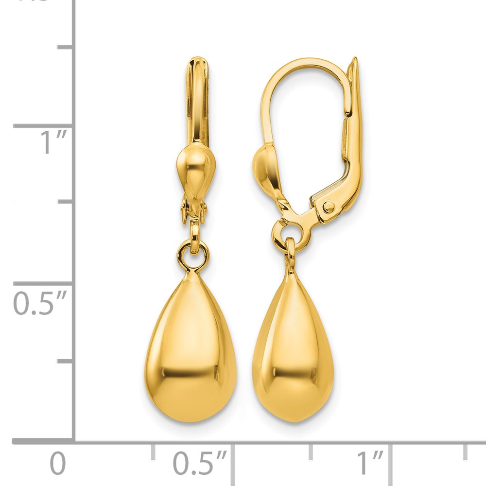 10k Polished Fancy Dangle Leverback Earrings (10H557)