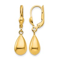 10K Polished Fancy Teardrop Dangle Leverback Earrings view 1