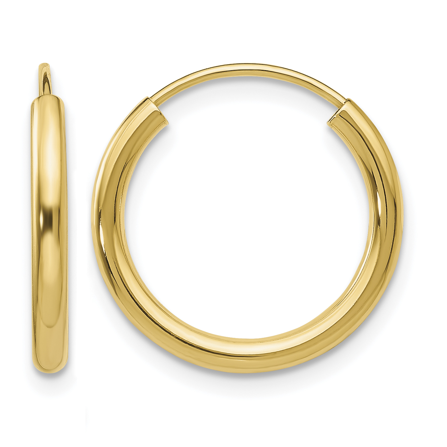 10k Polished Round Endless 2mm Hoop Earrings (10H978)