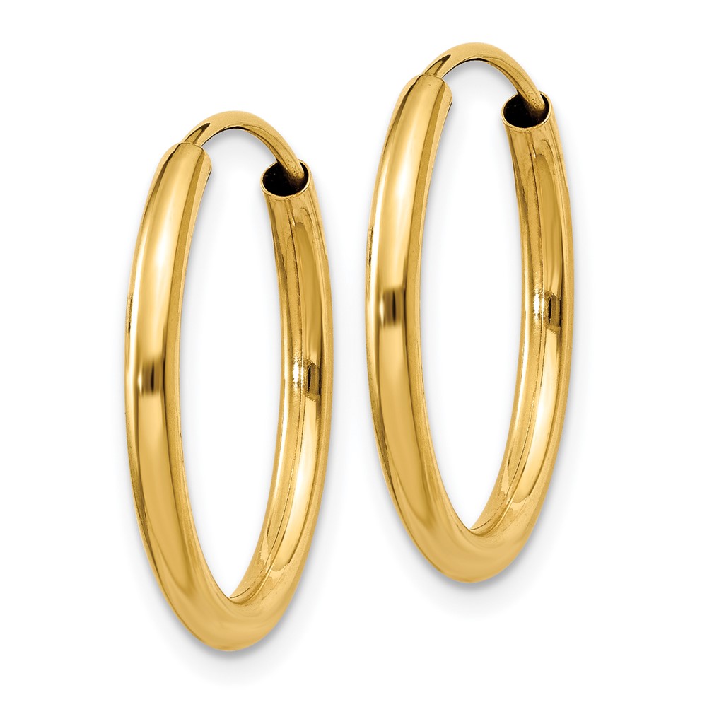 10k Polished Round Endless 2mm Hoop Earrings (10H979)
