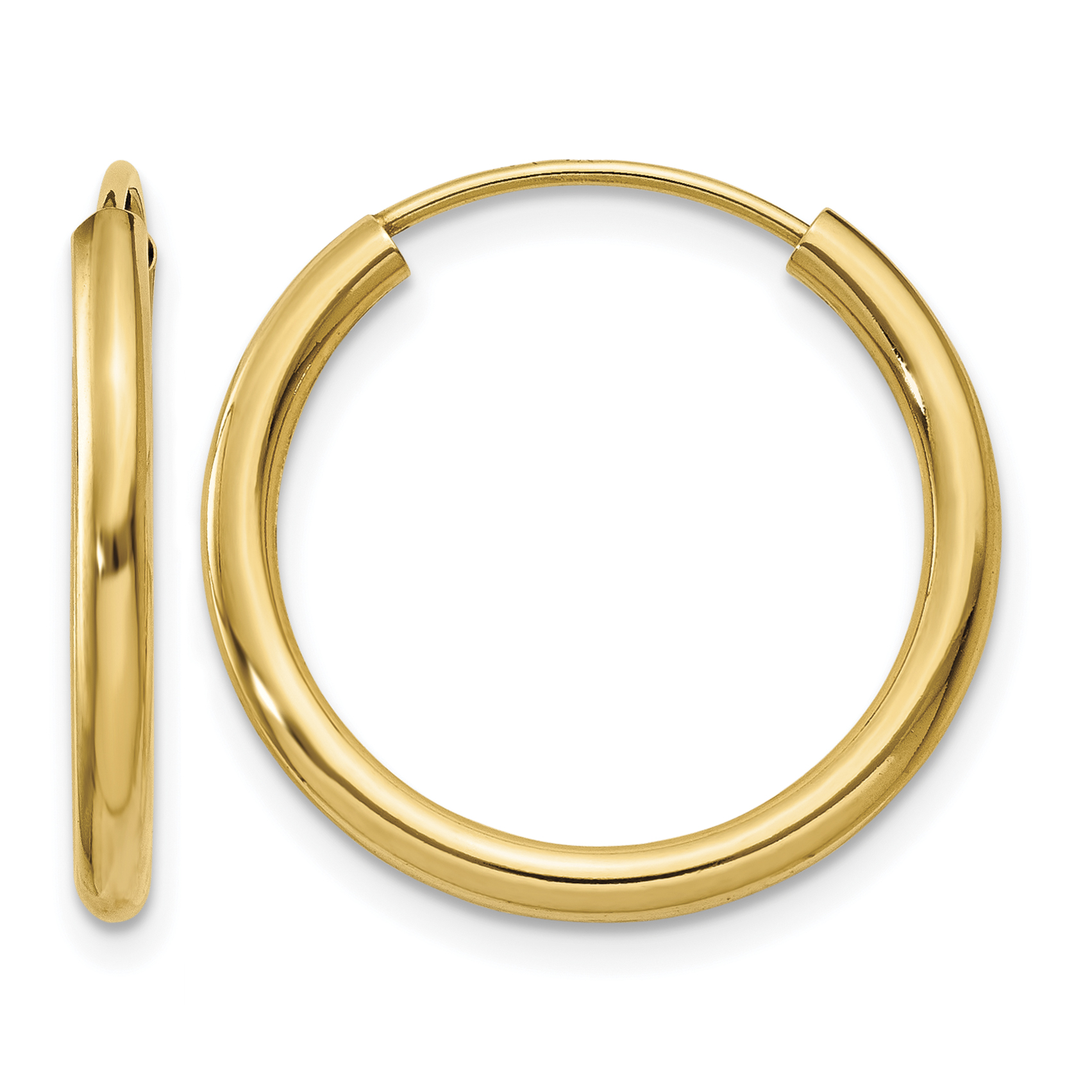 10k Polished Round Endless 2mm Hoop Earrings (10H979)