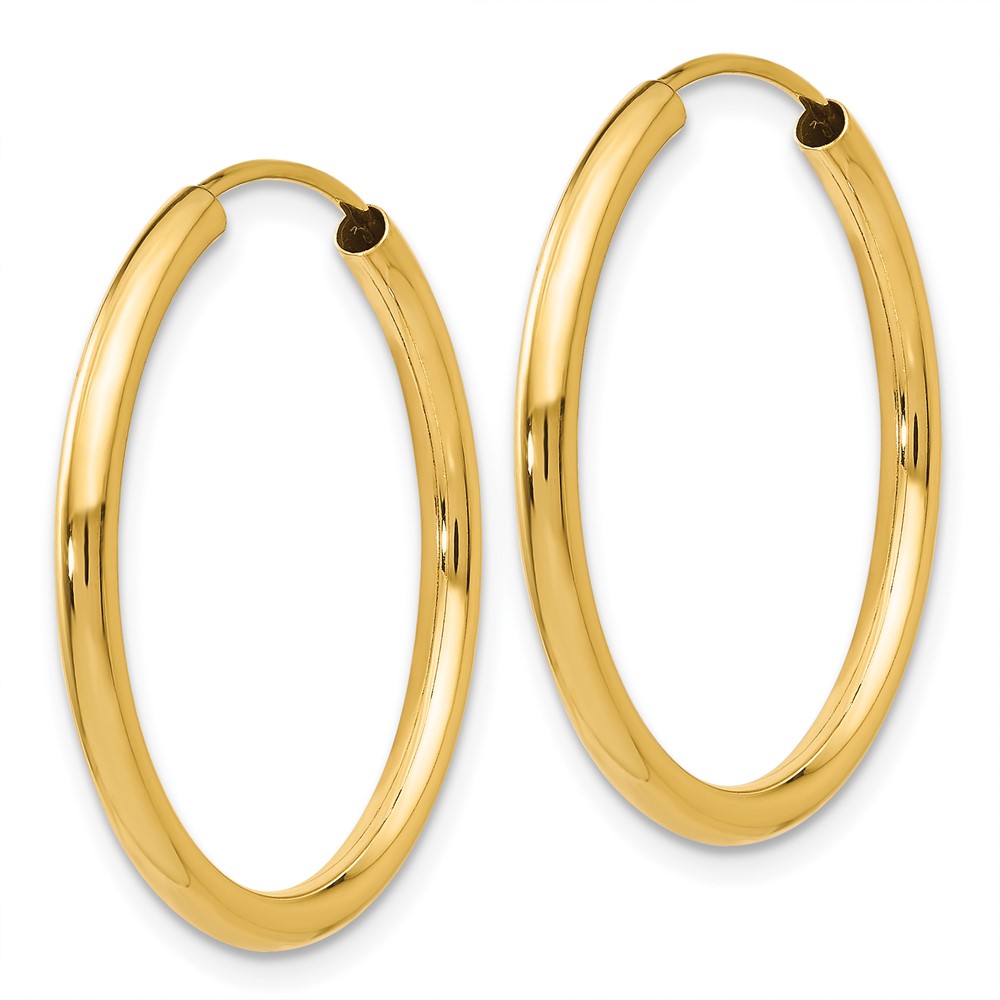 10k Polished Round Endless 2mm Hoop Earrings (10H980)