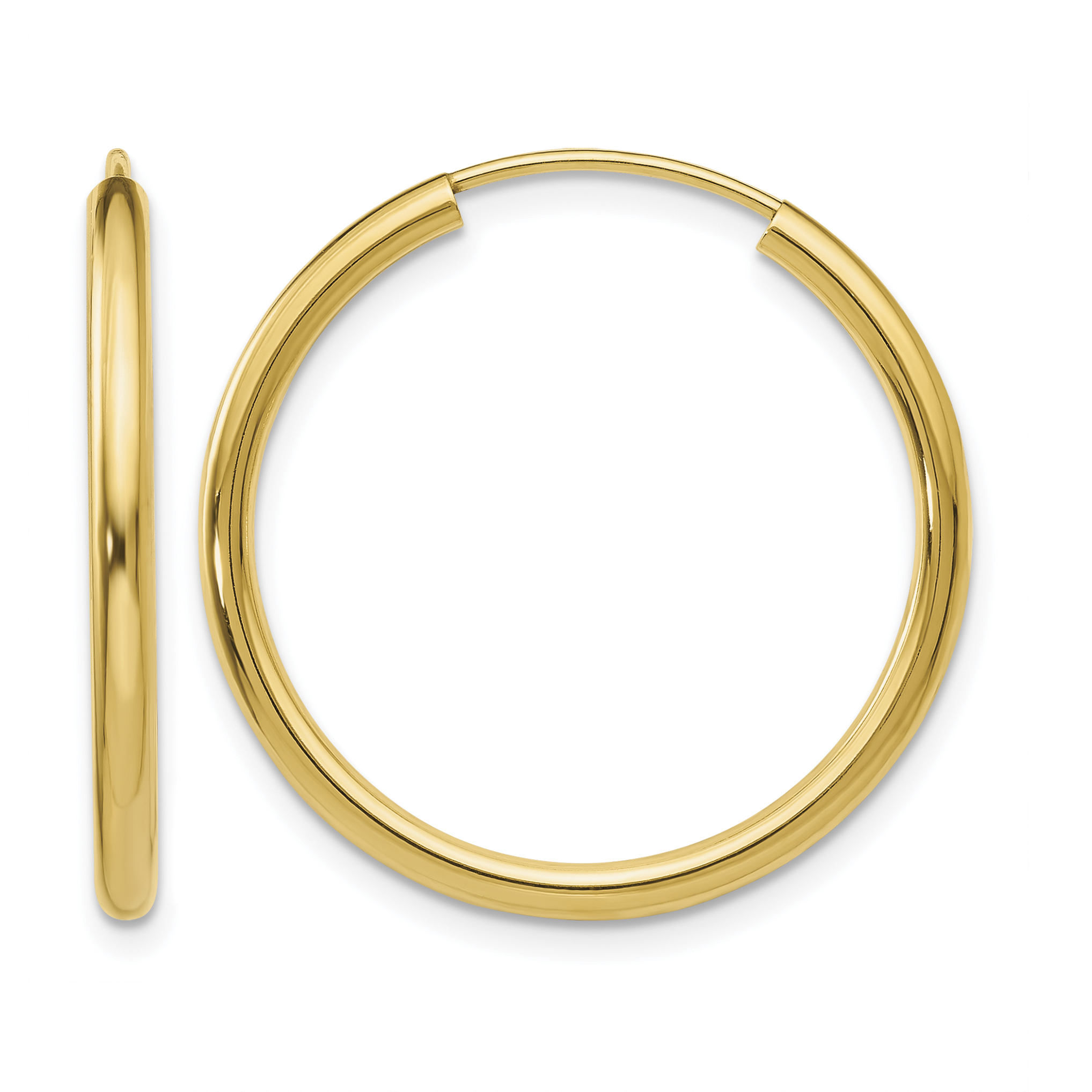 10k Polished Round Endless 2mm Hoop Earrings (10H980)