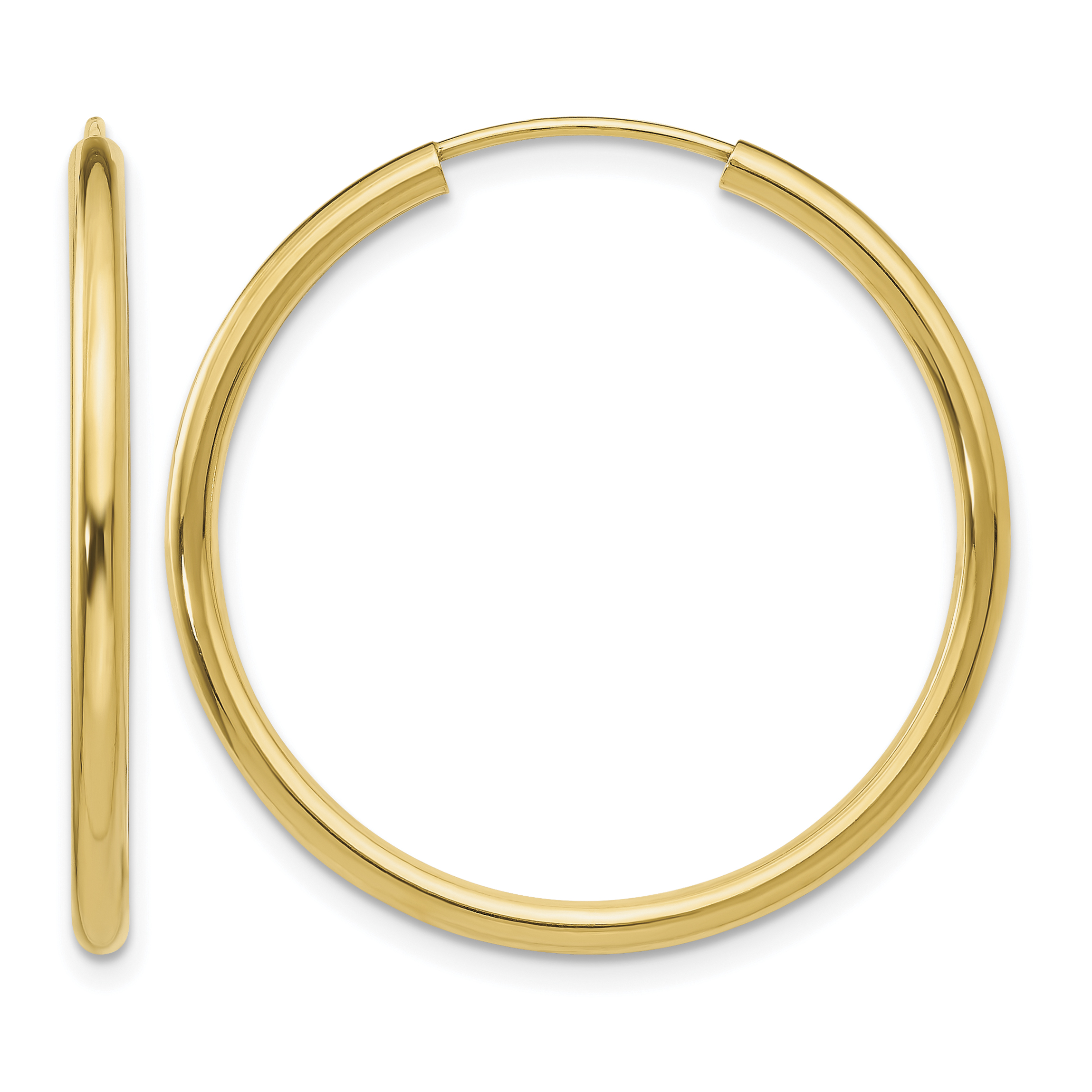 10k Polished Round Endless 2mm Hoop Earrings (10H981)