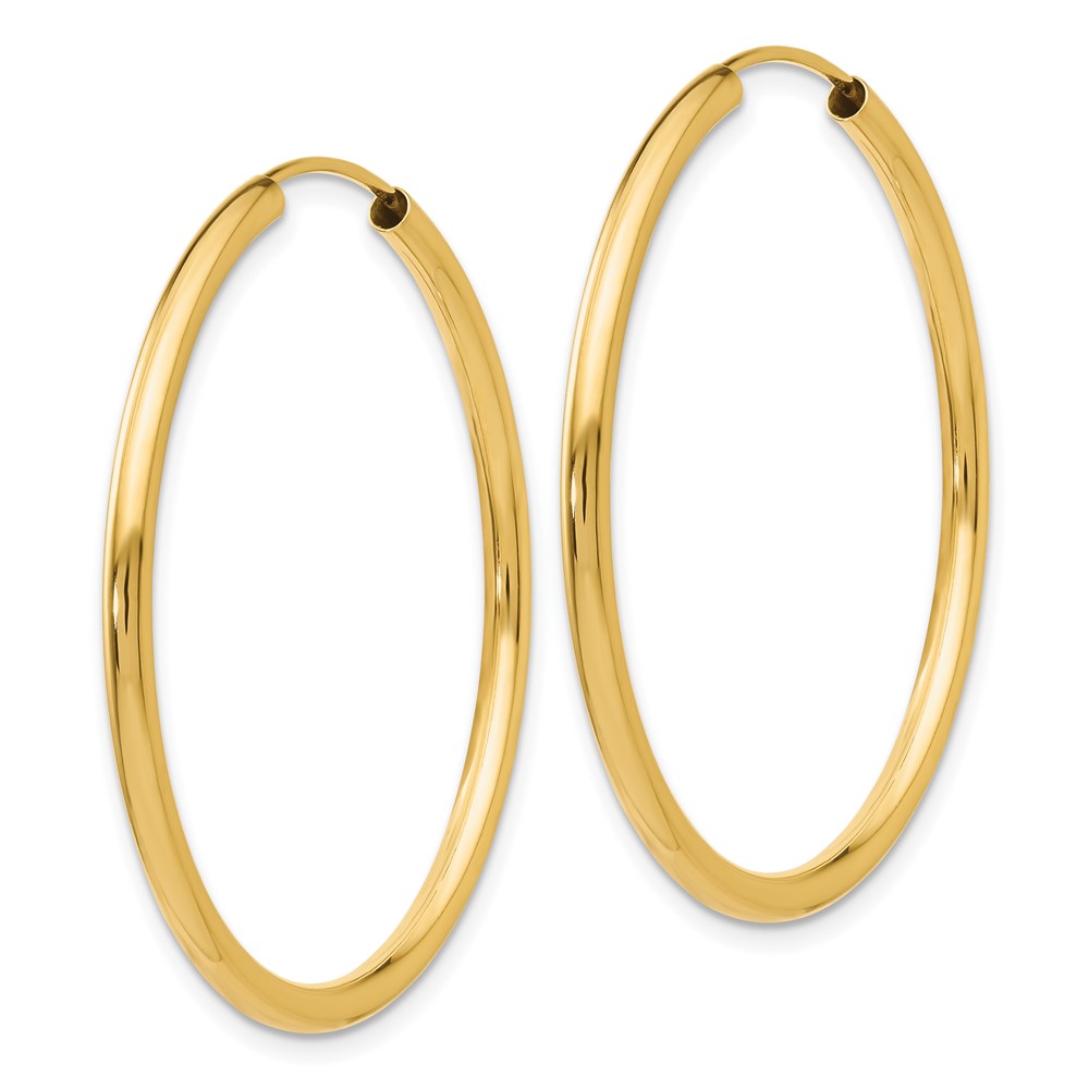 10k Polished Round Endless 2mm Hoop Earrings (10H982)