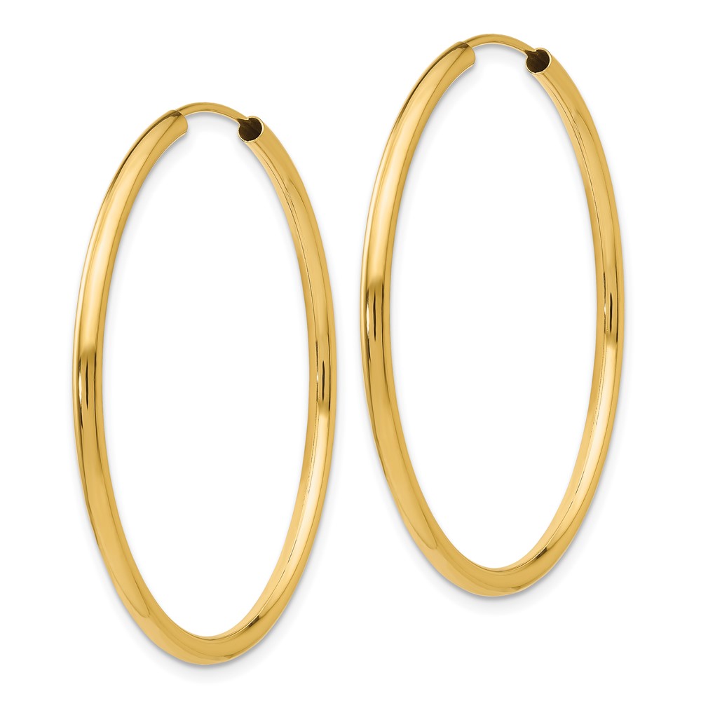 10k Polished Round Endless 2mm Hoop Earrings (10H983)
