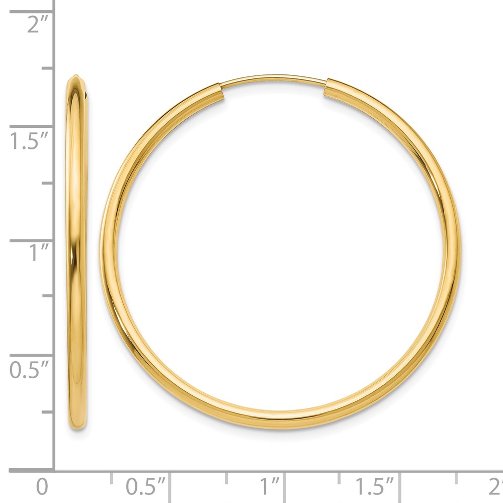 10k Polished Round Endless 2mm Hoop Earrings (10H983)