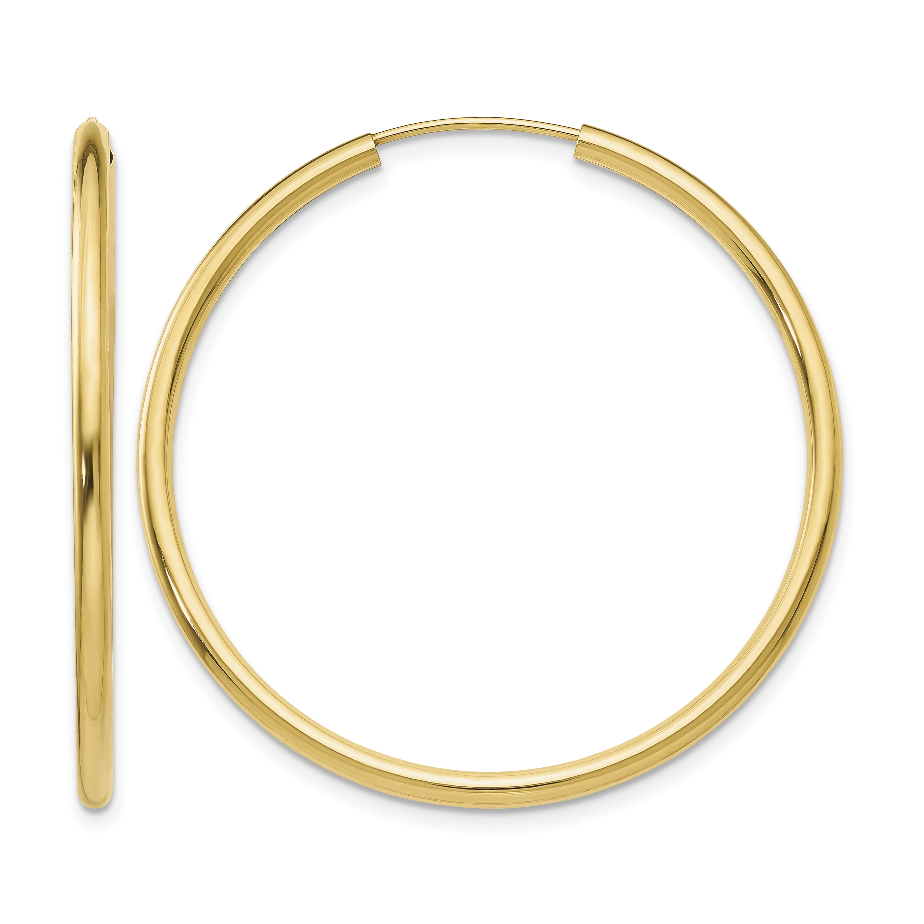 10k Polished Round Endless 2mm Hoop Earrings (10H983)