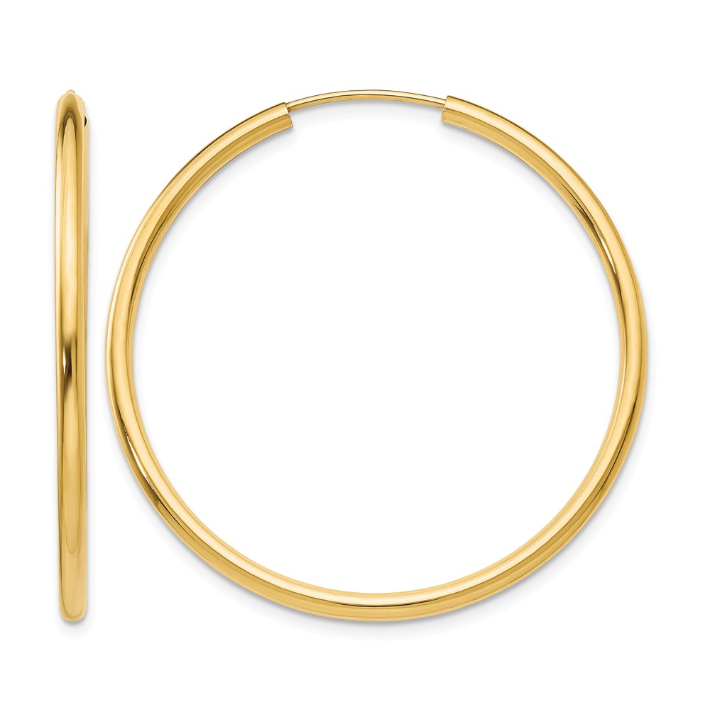 10k Polished Round Endless 2mm Hoop Earrings (10H983)