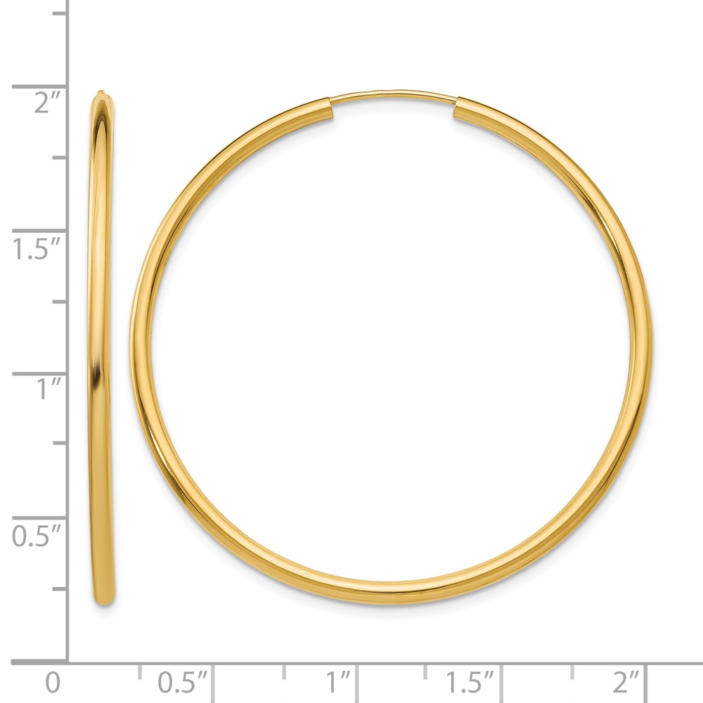 10k Polished Round Endless 2mm Hoop Earrings (10H984)