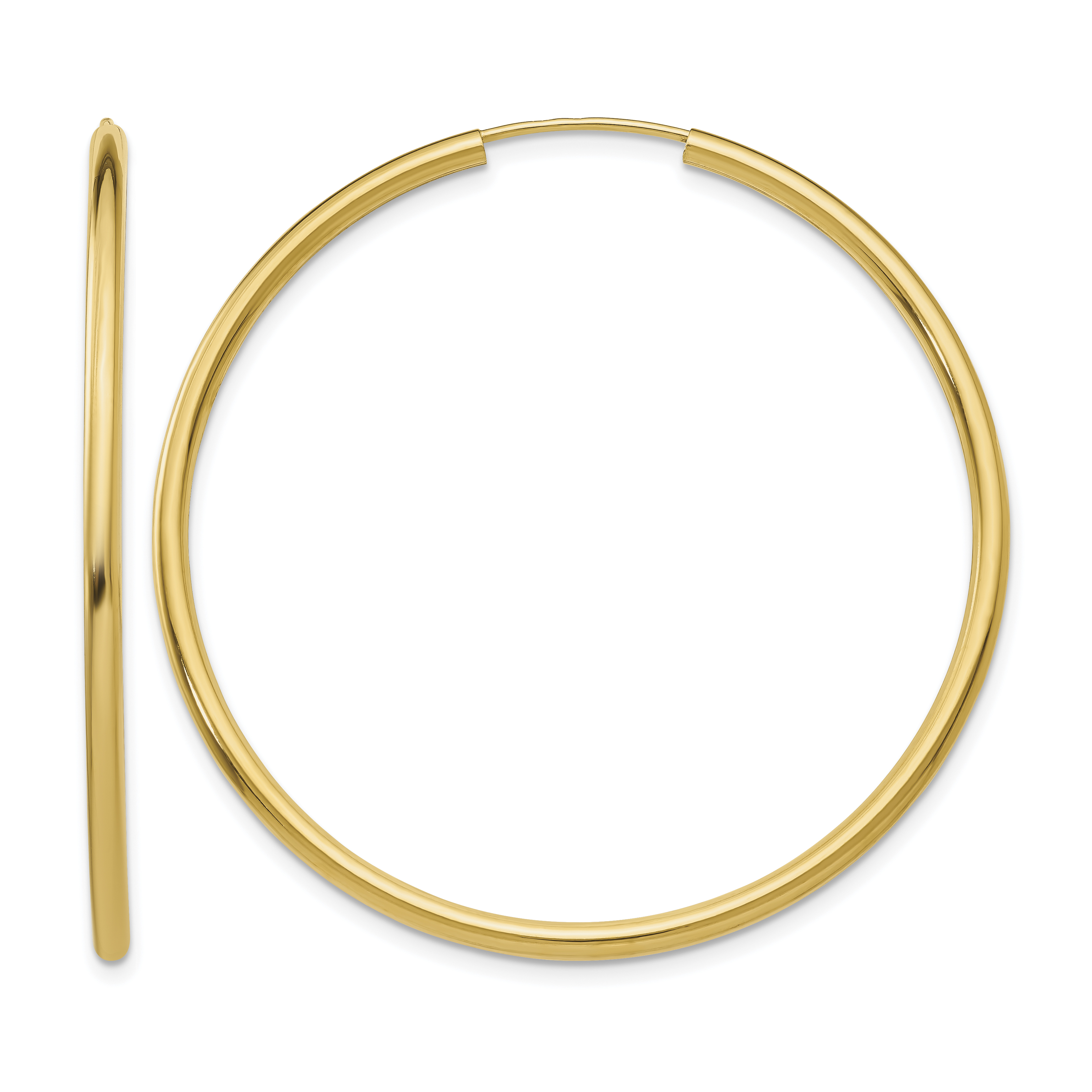 10k Polished Round Endless 2mm Hoop Earrings (10H984)