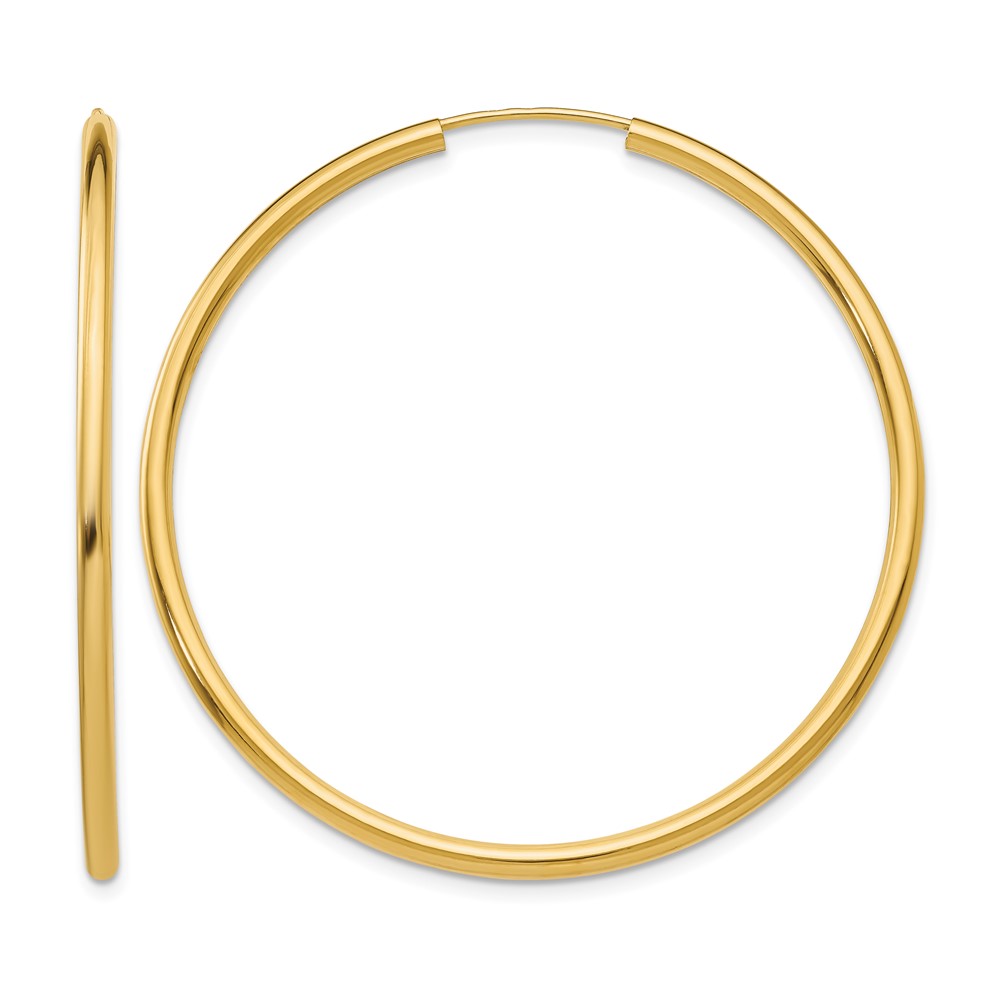 10k Polished Round Endless 2mm Hoop Earrings (10H984)