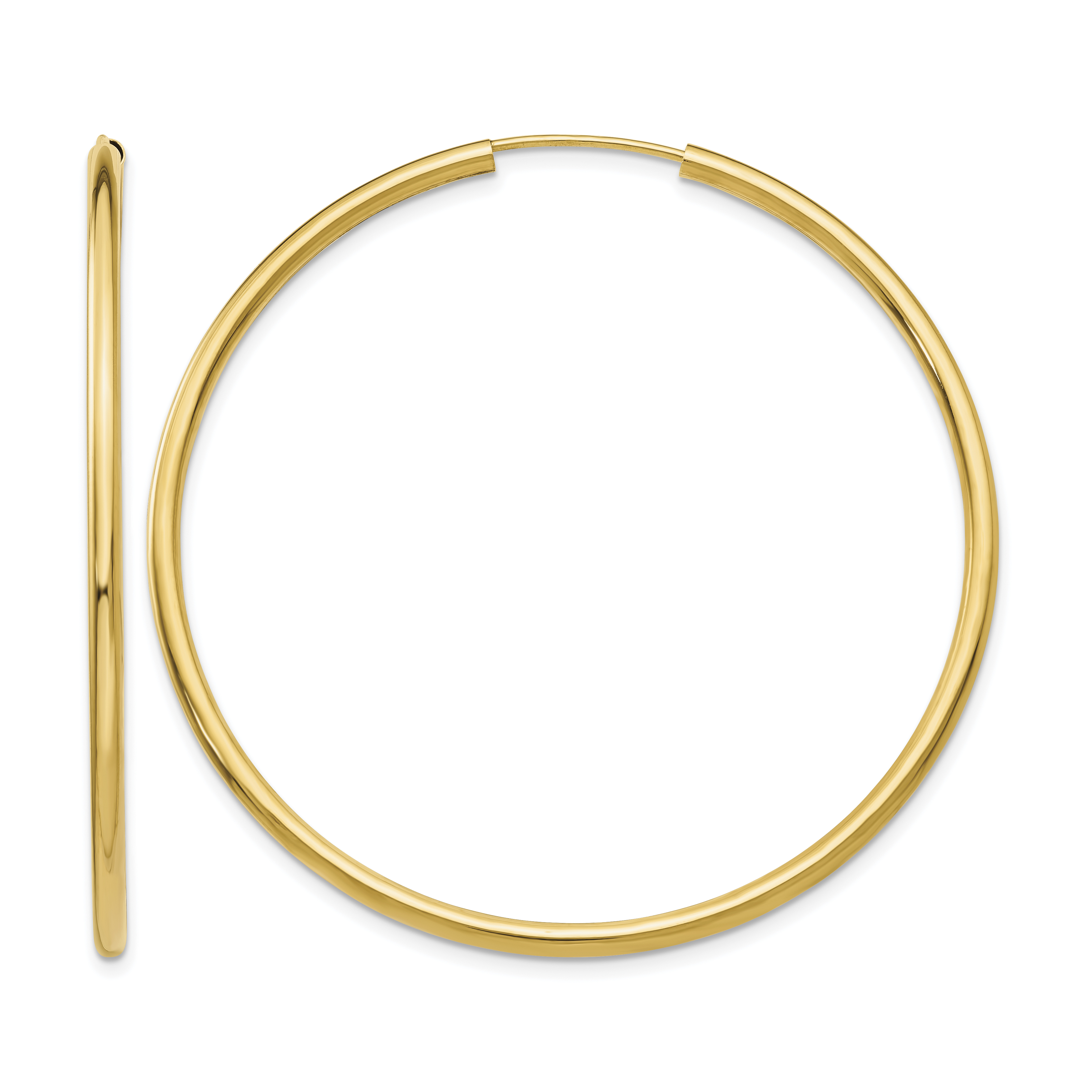 10k Polished Round Endless 2mm Hoop Earrings (10H985)