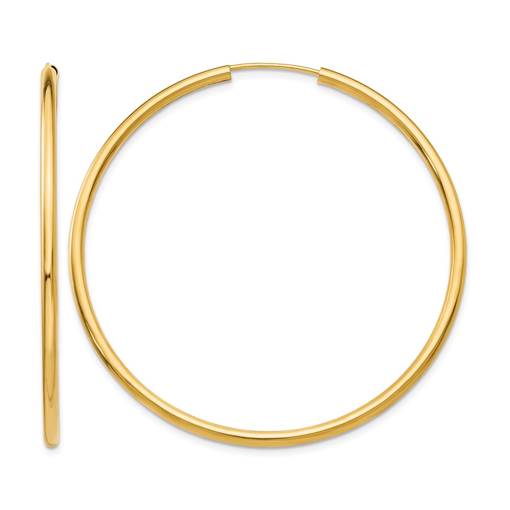 10k Polished Round Endless 2mm Hoop Earrings (10H985)