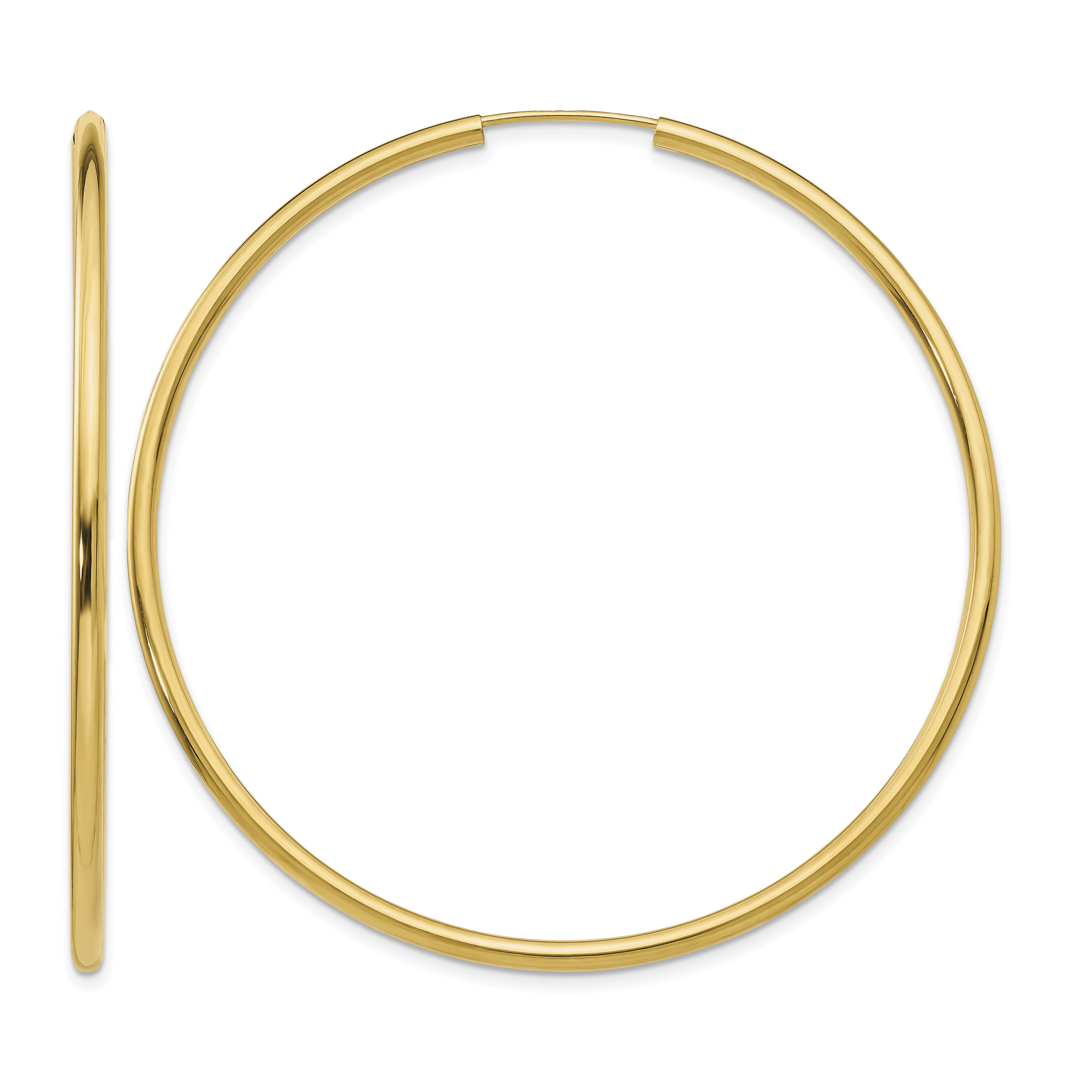 10k Polished Round Endless 2mm Hoop Earrings (10H986)